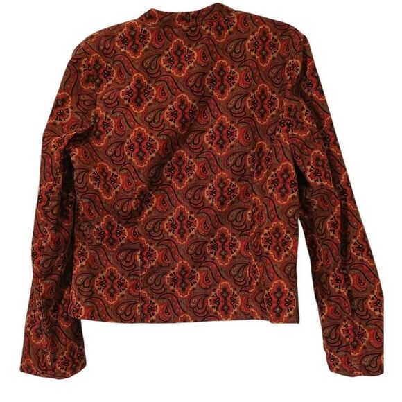 Y2K Old Navy Corduroy Jacket Paisley Dark Whimsigoth Classic Maroon Short | L - Picture 9 of 11